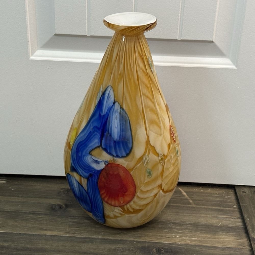 MURANO STYLE‎ ART Teardrop Glass Vase Multicolored Handblown